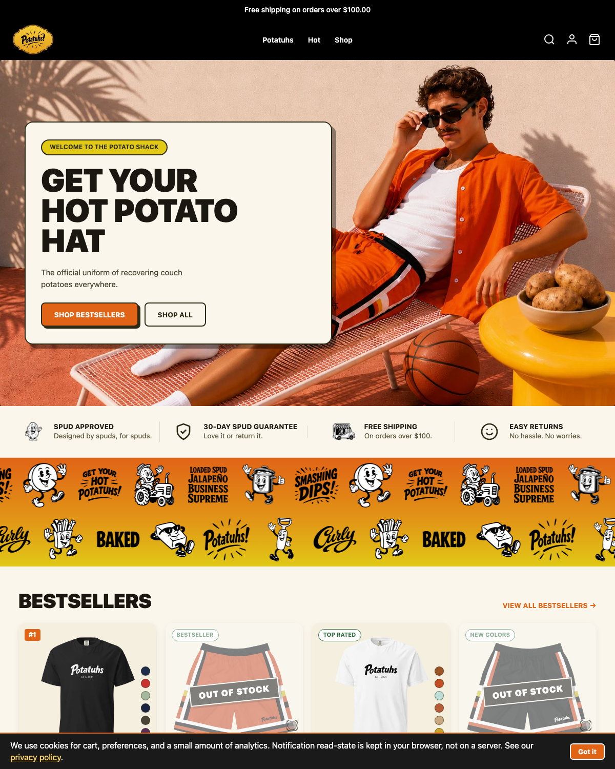 potatuhs.com — the Potato Shack, this morning
